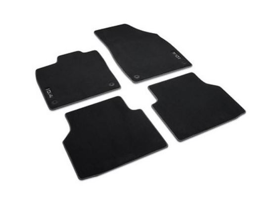 Textilfußmatten vorne und hinten, Schwarz/Grau, Premium mit Schriftzug, Linkslenker - 11B061270 WGK