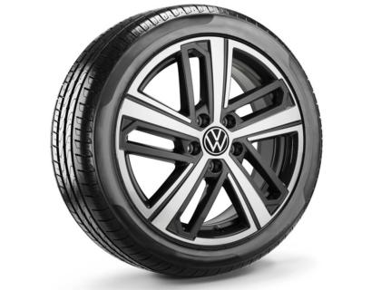 VW Sommer-Komplettrad 215/55 R17 98W XL, Goodyear EfficientGrip Perf. 2, Colombo, Dark Graphite Metallic / Glanzgedreht