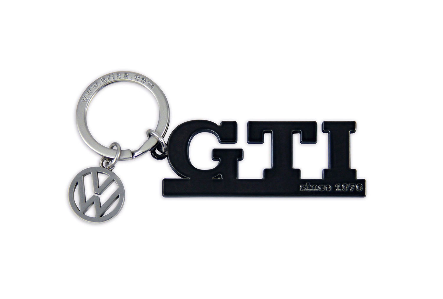 GTI Schlüsselanhänger mit Charm in Sichtverpackung - since 1976, Farbe: schwarz